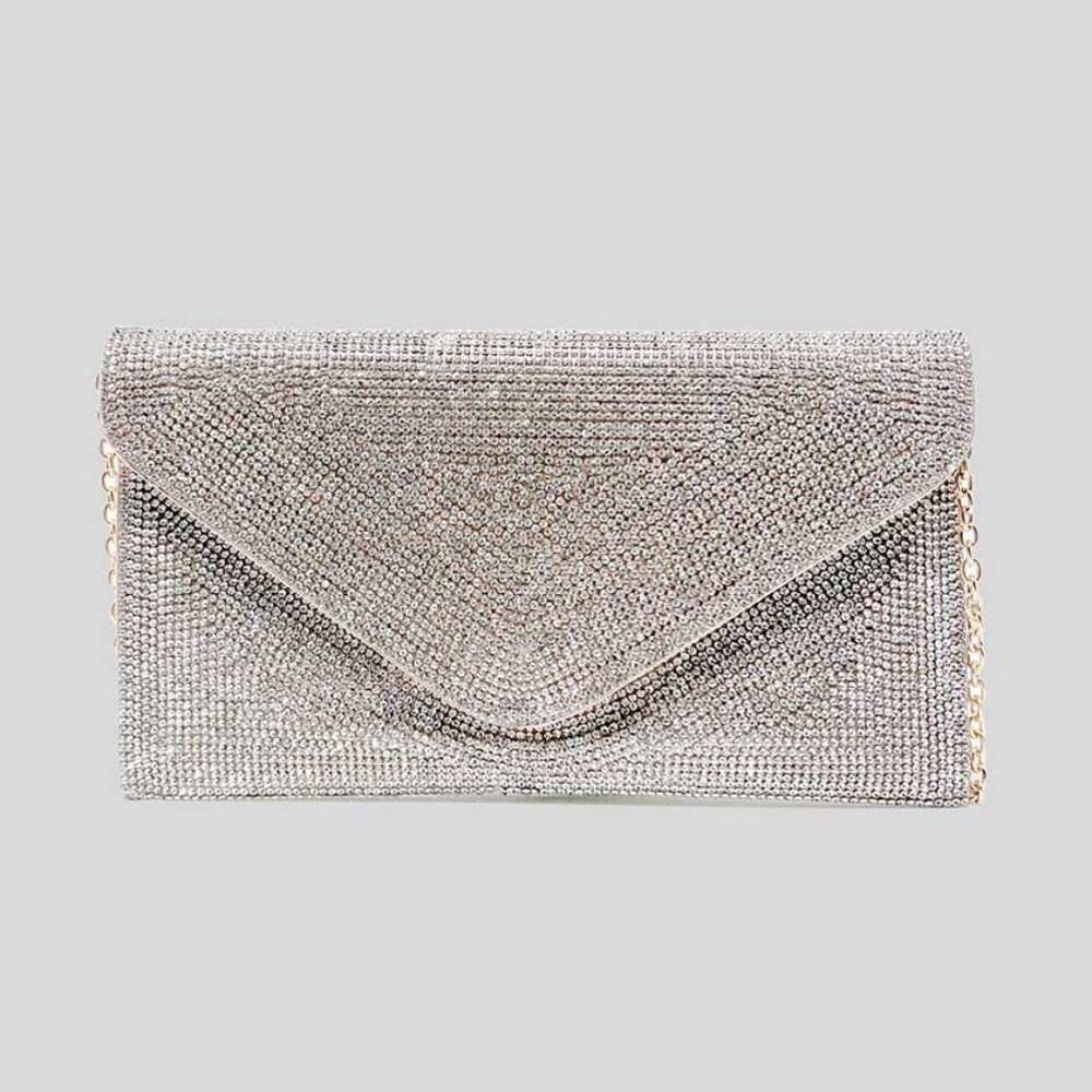 STEVE MADDEN SILVER RHINESTONE CLUTCH (no crossbody)